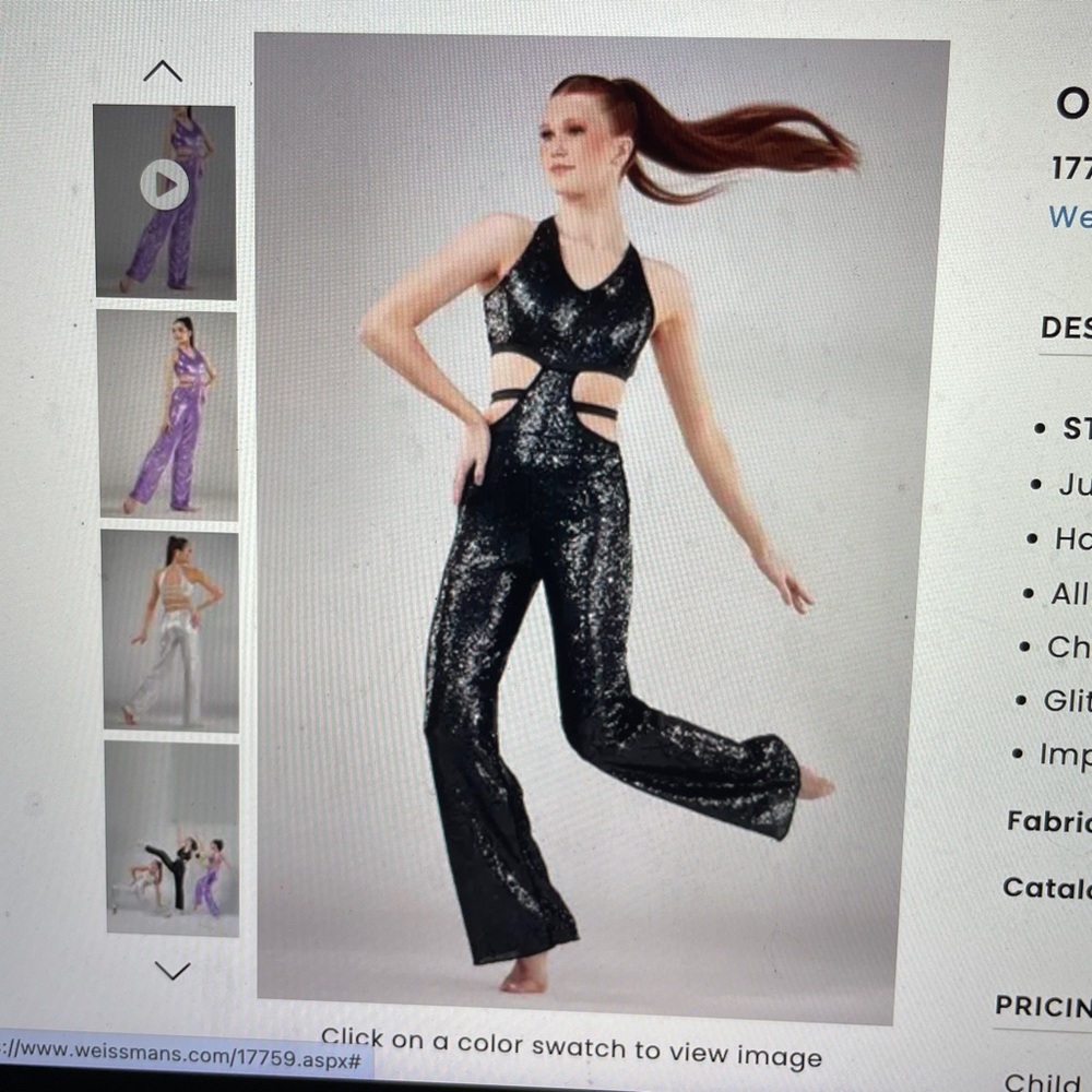 NWOT Weissman Black Sequin Jumpsuit Costume Cutouts Size Medium
